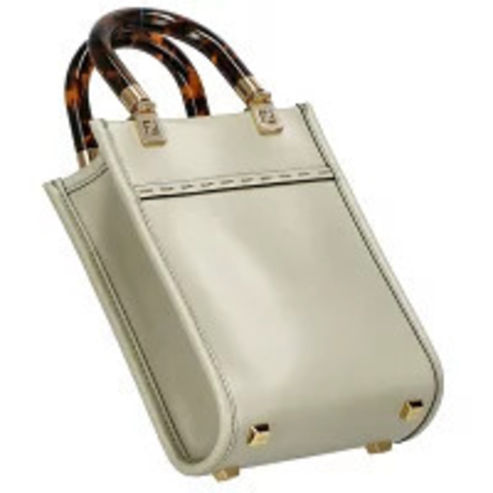 Fendi Sunshine Shopper Green Tea leather tortoiseshell effect acrylic rigid top